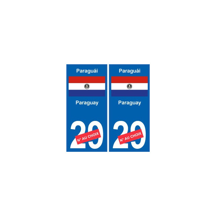Paraguay Paraguái sticker numéro département au choix autocollant plaque immatriculation auto