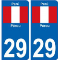 Pérou Perù sticker numéro département au choix autocollant plaque immatriculation auto