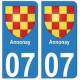 07 Annonay ville autocollant plaque