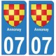 07 Annonay ville autocollant plaque