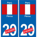 Pérou Perù sticker numéro département au choix autocollant plaque immatriculation auto