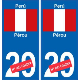 Pérou Perù sticker numéro département au choix autocollant plaque immatriculation auto