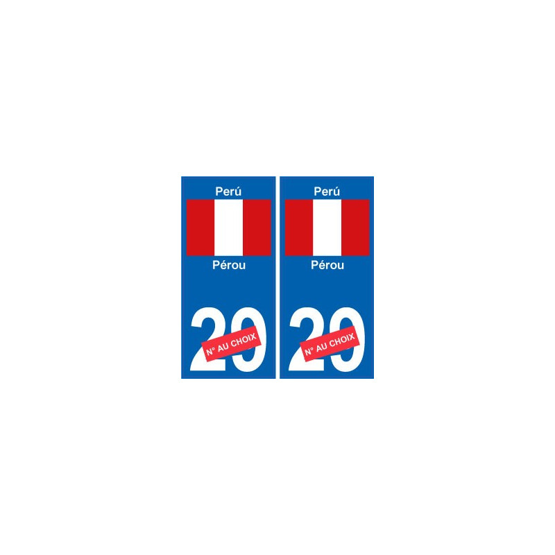 Pérou Perù sticker numéro département au choix autocollant plaque immatriculation auto