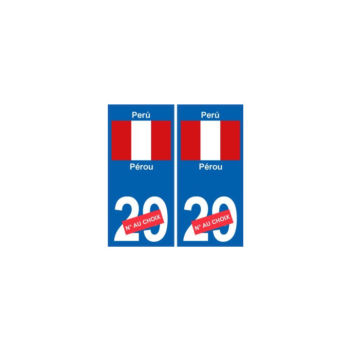 Pérou Perù sticker numéro département au choix autocollant plaque immatriculation auto