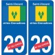 Saint-Vincent-Et-Les-Grenadines sticker numéro département au choix autocollant plaque immatriculation auto