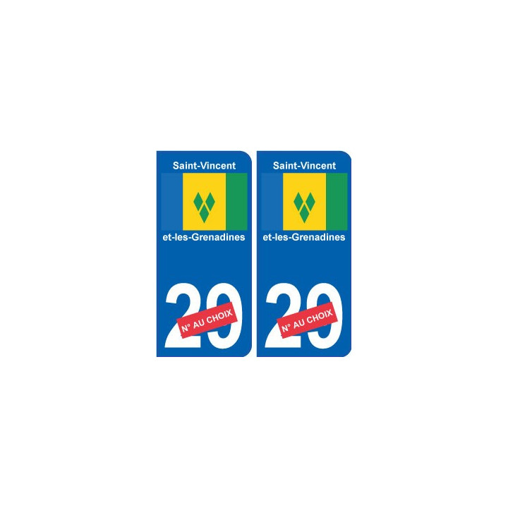 Saint-Vincent-Et-Les-Grenadines sticker numéro département au choix autocollant plaque immatriculation auto