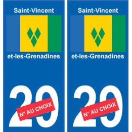 Saint-Vincent-Et-Les-Grenadines sticker numéro département au choix autocollant plaque immatriculation auto