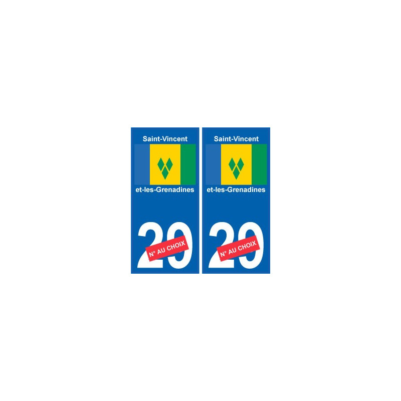 Saint-Vincent-Et-Les-Grenadines sticker numéro département au choix autocollant plaque immatriculation auto