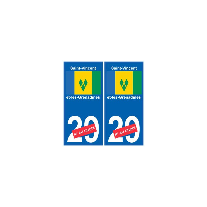Saint-Vincent-Et-Les-Grenadines sticker numéro département au choix autocollant plaque immatriculation auto