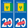 Saint-Vincent-Et-Les-Grenadines sticker numéro département au choix autocollant plaque immatriculation sticker auto