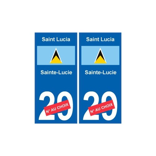 Sainte-Lucie Saint Lucia sticker numéro département au choix autocollant plaque immatriculation auto