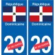 République Dominicaine sticker numéro département au choix autocollant plaque immatriculation auto