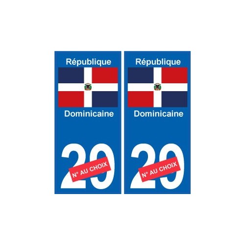 République Dominicaine sticker numéro département au choix autocollant plaque immatriculation auto