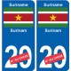Surinam Suriname sticker numéro département au choix autocollant plaque immatriculation auto