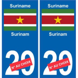 Surinam Suriname sticker numéro département au choix autocollant plaque immatriculation auto
