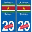 Surinam Suriname sticker numéro département au choix autocollant plaque immatriculation auto
