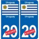 Uruguay sticker numéro département au choix autocollant plaque immatriculation auto