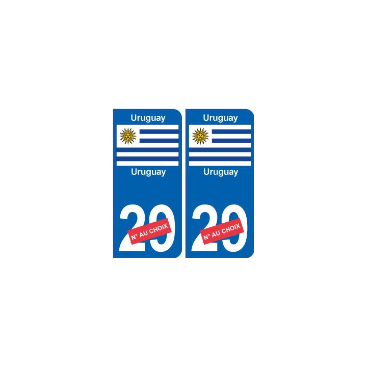Uruguay sticker numéro département au choix autocollant plaque immatriculation auto
