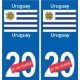 Uruguay sticker numéro département au choix autocollant plaque immatriculation auto