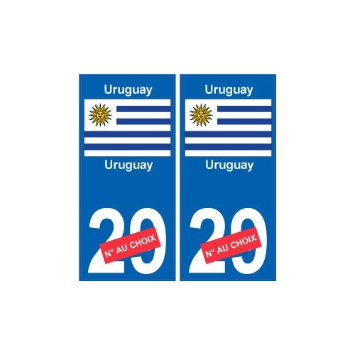 Uruguay sticker numéro département au choix autocollant plaque immatriculation auto