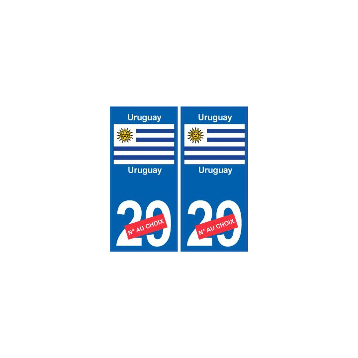Uruguay sticker numéro département au choix autocollant plaque immatriculation auto