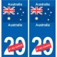 Australie Australia sticker numéro département au choix autocollant plaque immatriculation auto