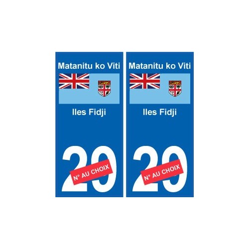 Iles Fidji Matanitu ko Viti sticker numéro département au choix autocollant plaque immatriculation auto