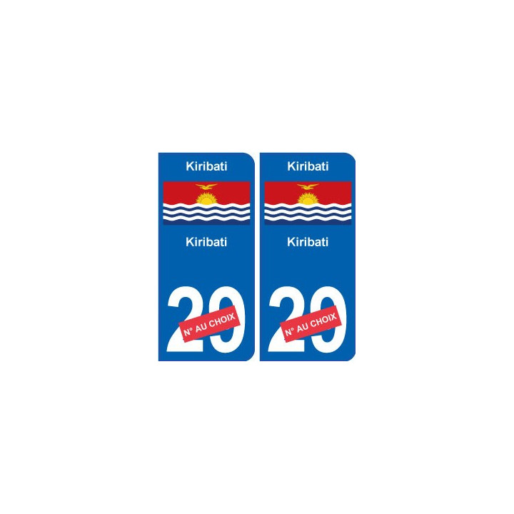 Kiribati sticker numéro département au choix autocollant plaque immatriculation auto