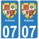 07 Aubenas ville autocollant plaque