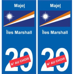 Iles Marshall Majeļ sticker numéro département au choix autocollant plaque immatriculation auto