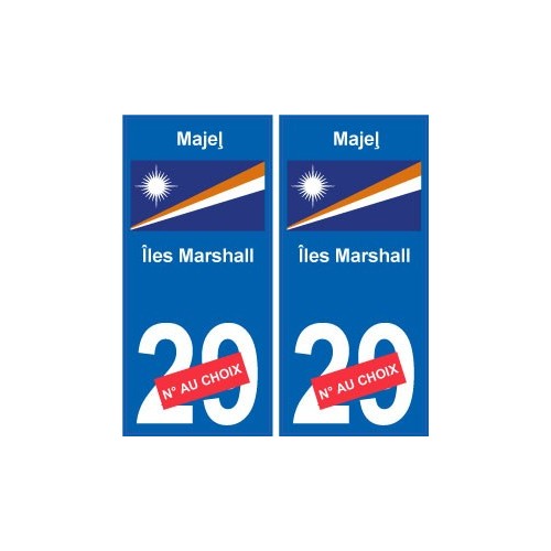 Iles Marshall Majeļ sticker numéro département au choix autocollant plaque immatriculation auto