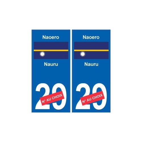 Naoero Nauru sticker numéro département au choix autocollant plaque immatriculation auto