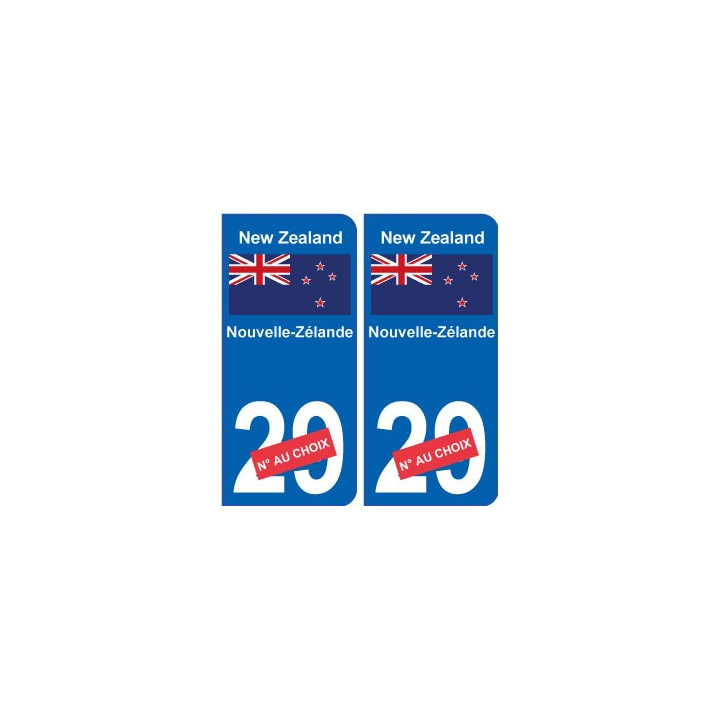 Nouvelle-Zélande New Zealand sticker numéro département au choix autocollant plaque immatriculation auto
