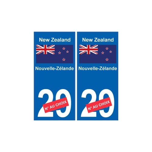 Nouvelle-Zélande New Zealand sticker numéro département au choix autocollant plaque immatriculation auto