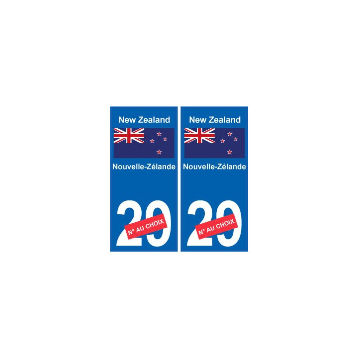 Nouvelle-Zélande New Zealand sticker numéro département au choix autocollant plaque immatriculation auto