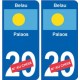 Belau Palaos sticker numéro département au choix autocollant plaque immatriculation auto