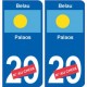 Belau Palaos sticker numéro département au choix autocollant plaque immatriculation auto