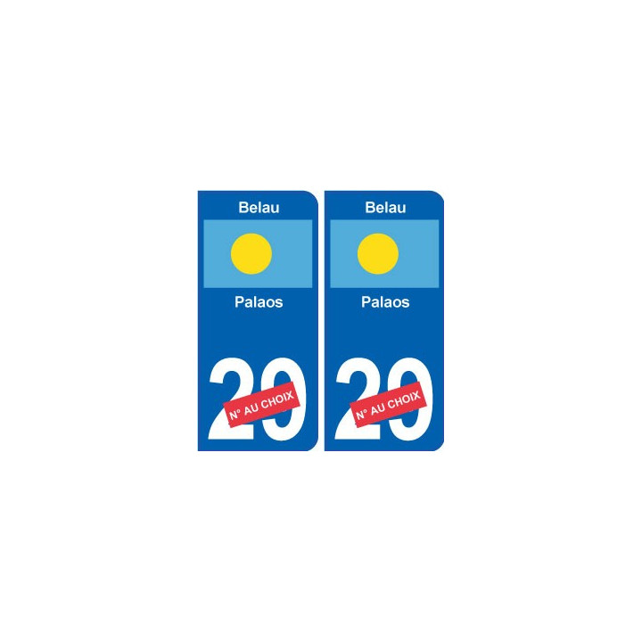 Belau Palaos sticker numéro département au choix autocollant plaque immatriculation auto
