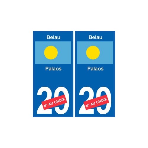 Belau Palaos sticker numéro département au choix autocollant plaque immatriculation auto