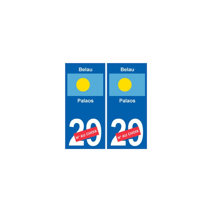Belau Palaos sticker numéro département au choix autocollant plaque immatriculation auto
