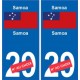 Samoa sticker numéro département au choix autocollant plaque immatriculation auto