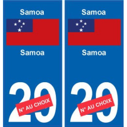 Samoa sticker numéro département au choix autocollant plaque immatriculation auto