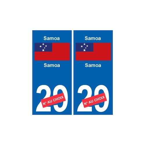 Samoa sticker numéro département au choix autocollant plaque immatriculation auto