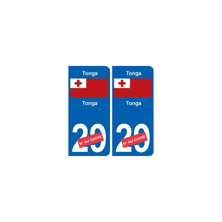 Tonga sticker numéro département au choix autocollant plaque immatriculation auto