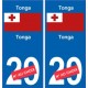 Tonga sticker numéro département au choix autocollant plaque immatriculation auto