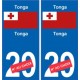 Tonga sticker numéro département au choix autocollant plaque immatriculation auto