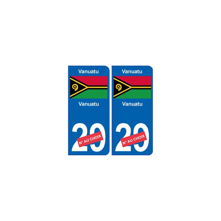 Vanuatu sticker numéro département au choix autocollant plaque immatriculation auto