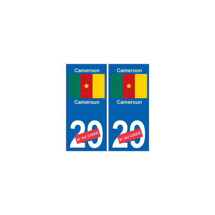 Cameroun Cameroon sticker numéro département au choix autocollant plaque immatriculation auto