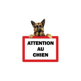 autocollant logo 4 attention au chien berger sticker adhesif