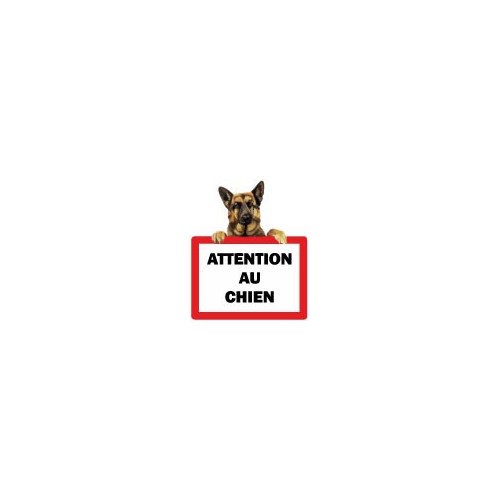 autocollant logo 4 attention au chien berger sticker adhesif